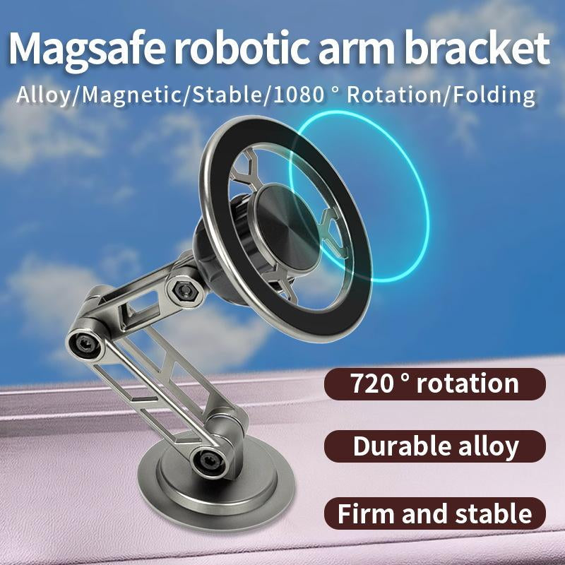 All-Metal Magnetic Bracket for Car Phone 360 Degree Rotating Accessory Foldable with Ventilated Magnet GPS Cars Accessories for Phones so Porte Magnetico Car Phone Holder Samsung Vehicle Dashboard Magnetic Phone Holder Magnetic Phone Mount