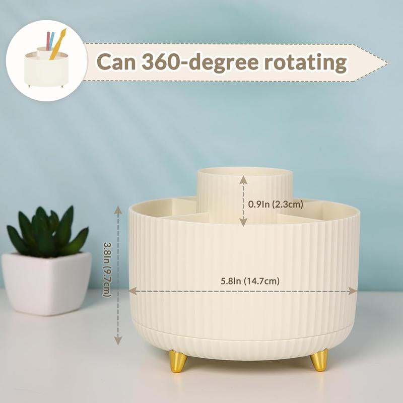 360 Degree Rotating Desk Organizer with 5 Slots for Pencil Pens, Art Supplies & Pencil Cups - Dual-Purpose Desk Organizer