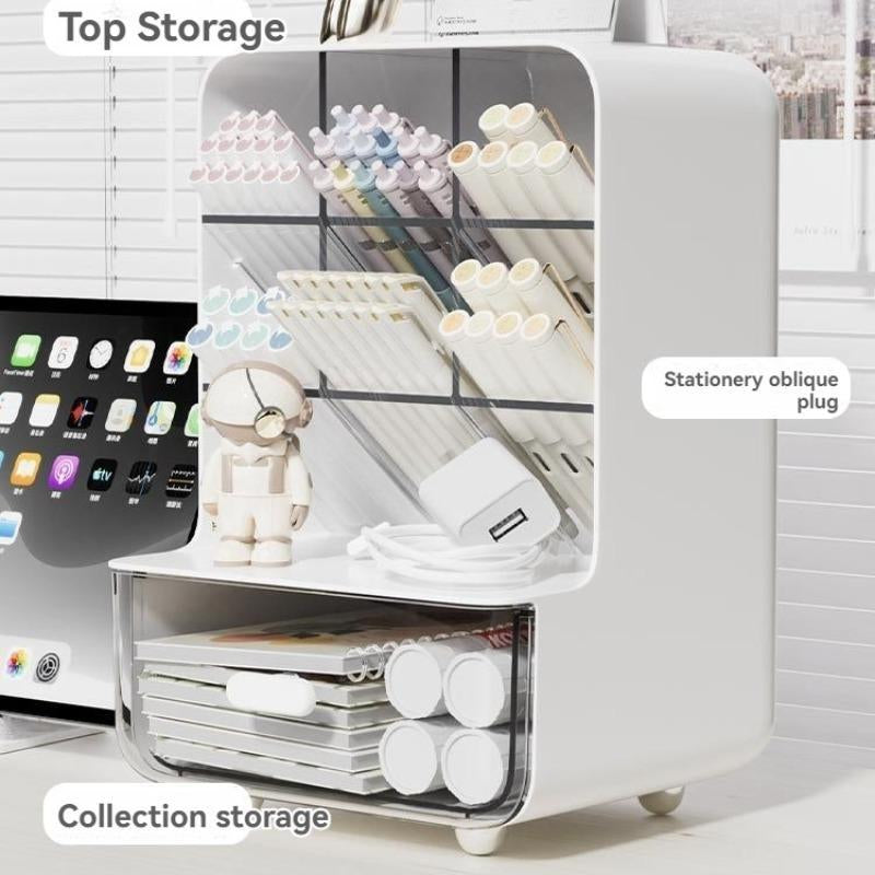 Desktop Storage Box, 1 Count Multi-Functional Desk Organizer, Stationery Storage Box, Desk Organizer for Home Office School