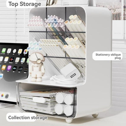 Desktop Storage Box, 1 Count Multi-Functional Desk Organizer, Stationery Storage Box, Desk Organizer for Home Office School