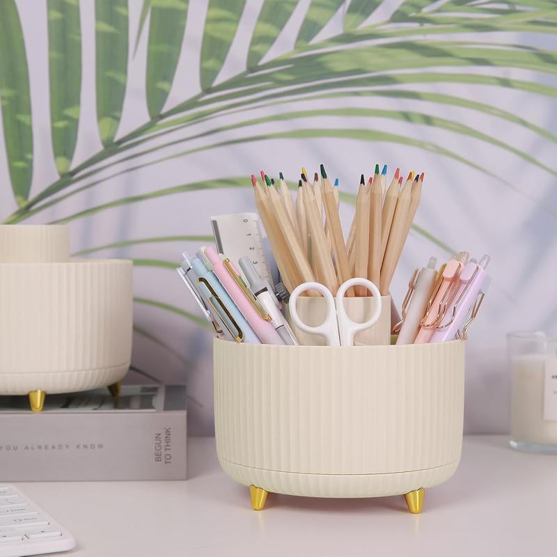 360 Degree Rotating Desk Organizer with 5 Slots for Pencil Pens, Art Supplies & Pencil Cups - Dual-Purpose Desk Organizer
