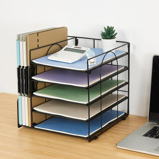 Desk Organizers and Accessories, Desktop Organizer for Office Supplies, 5-Tier Paper Letter Tray Organizer with File Holder, Office Desk