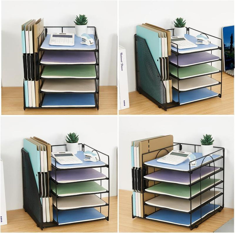 Desk Organizers and Accessories, Desktop Organizer for Office Supplies, 5-Tier Paper Letter Tray Organizer with File Holder, Office Desk