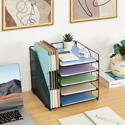 Desk Organizers and Accessories, Desktop Organizer for Office Supplies, 5-Tier Paper Letter Tray Organizer with File Holder, Office Desk