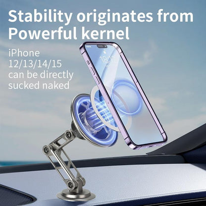 All-Metal Magnetic Bracket for Car Phone 360 Degree Rotating Accessory Foldable with Ventilated Magnet GPS Cars Accessories for Phones so Porte Magnetico Car Phone Holder Samsung Vehicle Dashboard Magnetic Phone Holder Magnetic Phone Mount
