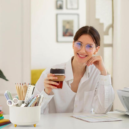 360 Degree Rotating Desk Organizer with 5 Slots for Pencil Pens, Art Supplies & Pencil Cups - Dual-Purpose Desk Organizer