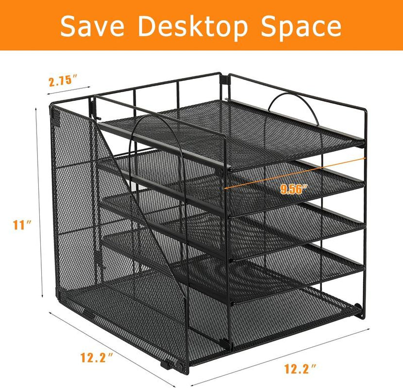Desk Organizers and Accessories, Desktop Organizer for Office Supplies, 5-Tier Paper Letter Tray Organizer with File Holder, Office Desk
