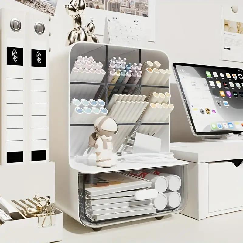 Desktop Storage Box, 1 Count Multi-Functional Desk Organizer, Stationery Storage Box, Desk Organizer for Home Office School
