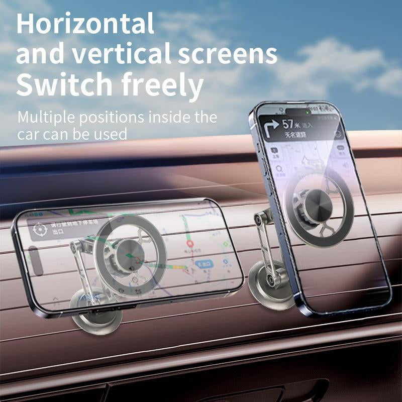 All-Metal Magnetic Bracket for Car Phone 360 Degree Rotating Accessory Foldable with Ventilated Magnet GPS Cars Accessories for Phones so Porte Magnetico Car Phone Holder Samsung Vehicle Dashboard Magnetic Phone Holder Magnetic Phone Mount