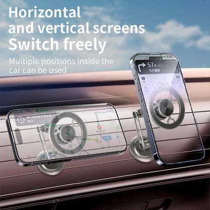 All-Metal Magnetic Bracket for Car Phone 360 Degree Rotating Accessory Foldable with Ventilated Magnet GPS Cars Accessories for Phones so Porte Magnetico Car Phone Holder Samsung Vehicle Dashboard Magnetic Phone Holder Magnetic Phone Mount